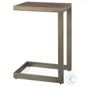 Faye Medium Brown Wood And Antique Nickel Metal C Side Table
