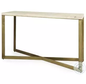 Faye Beige Wood And Gold Metal Console Table