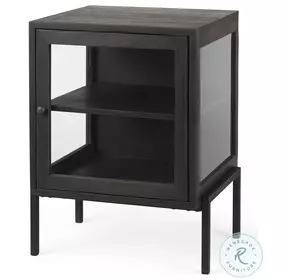 Arelius Dark Brown Wood And Black Metal Side Table