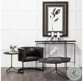 Pinera Irregular Black Slate And Silver Iron Occasional Table Set