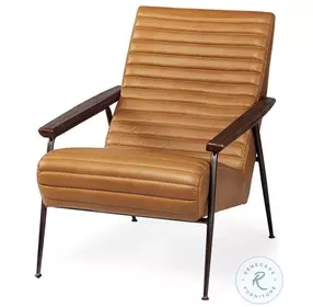 Grosjean Brown Leather Accent Chair