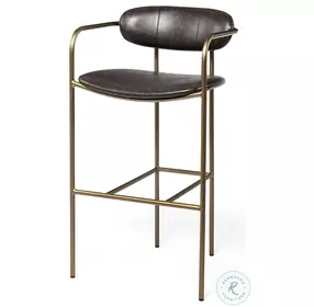Parker Brown Faux Leather And Gold Metal Bar Stool