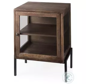 Arelius Medium Brown Wood And Black Metal Side Table