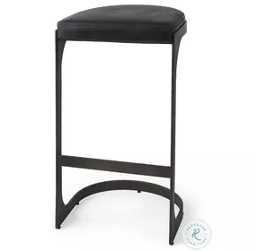 Tyson Black Leather Bar Stool