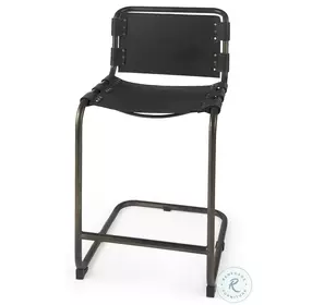 Berbick Black Leather Counter Height Stool