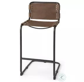 Berbick Medium Brown Leather Bar Stool