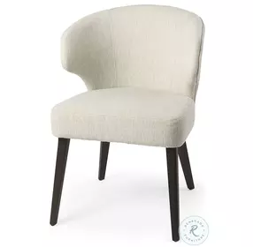 Niles Cream Fabric Wingback Dining Chair with Dark Brown Wood Legs