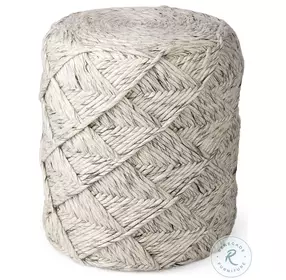 Esfera Beige Chevron Woven Round Pouf