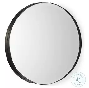 Adrianna Black Metal Round Mirror