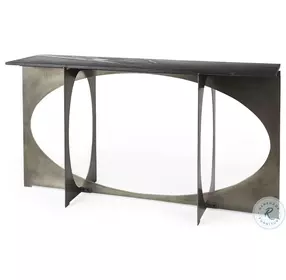 Reinhold Black Marble And Iron Console Table