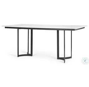 Tanner White Marble And Matte Black Metal Rectangular Dining Table