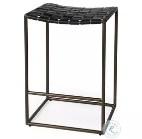 Clarissa Black Woven Leather Counter Height Stool