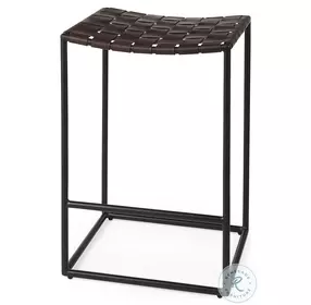 Clarissa Dark Brown Woven Leather Counter Height Stool