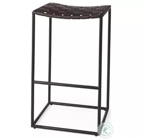 Clarissa Dark Brown Woven Leather Bar Stool