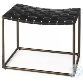 Clarissa Black Woven Leather Stool