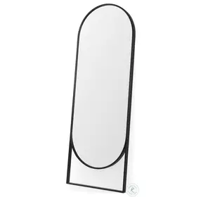 Sadie Black Arch 28" Rounded Floor Mirror