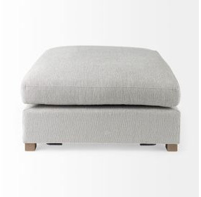 Valence Light Gray Performance Fabric Square Ottoman