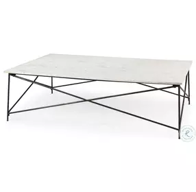 Lorlei White Marble And Gray Iron X-Shaped Coffee Table