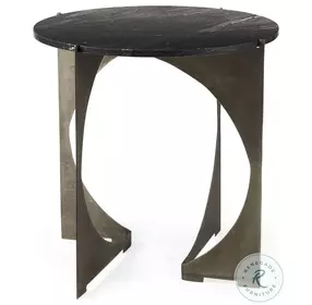 Reinhold Black Marble And Iron Side Table