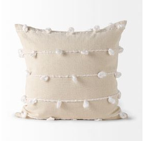 Erica Cream and White 20 x 20" Decorative Pillow Cover