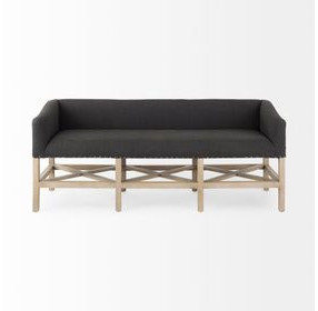 Bergen Dark Gray Upholstered 60" Bed Bench with Nailhead Trim