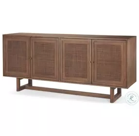 Grier Medium Brown Wood Cane 4 Door Sideboard