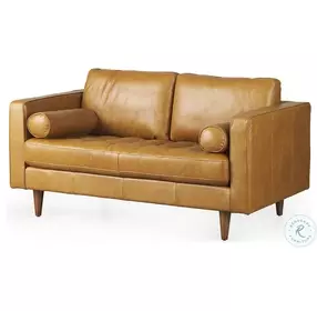 Svend Tan Leather Loveseat