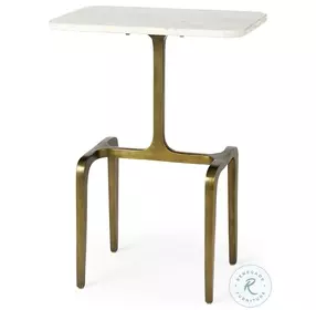 Preston White Marble And Gold Metal Accent Table