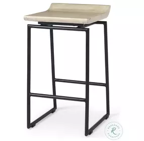 Givens Natural Wood And Black Metal Counter Height Stool