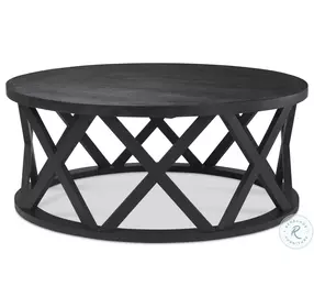 Forsey Black Wood Round Coffee Table