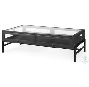 Arelius Brown Wood And Black Metal Rectangular Coffee Table