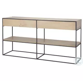 Morris Light Brown Wood And Black Metal Console Table
