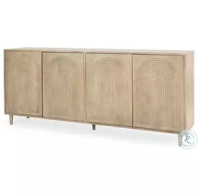 Tucker Light Brown Wood Carved Arch Pattern 4 Door Sideboard