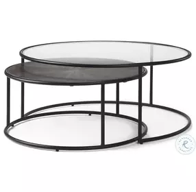 Arlo Dark Brown Wood And Black Metal Coffee Table Set Of 2