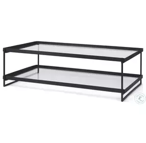 Trey Glass And Black Metal Rectangular Coffee Table