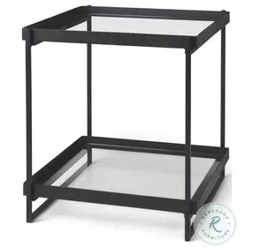 Trey Glass And Black Metal Square Accent Table