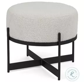 Amelia Cream Boucle And Black Metal Pouf