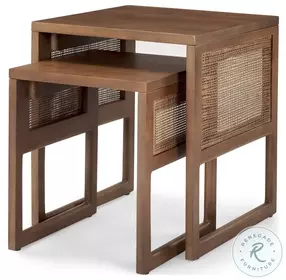 Grier Medium Brown Cane Nesting Accent Table Set Of 2