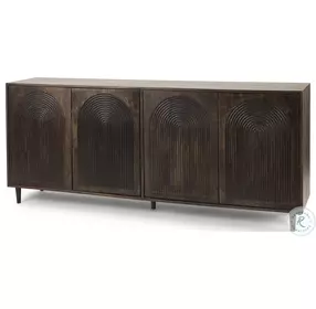 Tucker Dark Brown Wood Carved Arch Pattern 4 Door Sideboard