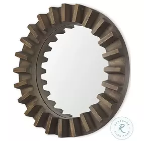 Sprocket Dark Brown Wood 26" Round Mirror
