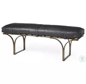Jessie Black Leather And Gold Metal Bench