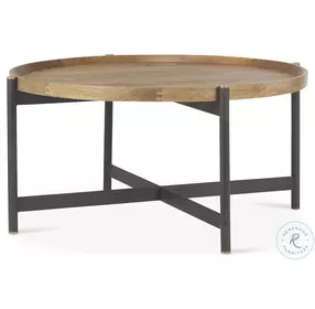 Marquisa Light Brown Wood And Black Metal Small Coffee Table