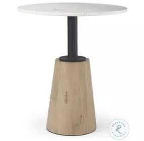 Maxwell White Marble And Black Metal 32" Round Bistro Table