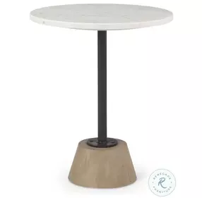 Maxwell White Marble And Light Brown Round Side Table