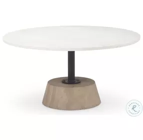 Maxwell White Marble And Light Brown Round Coffee Table