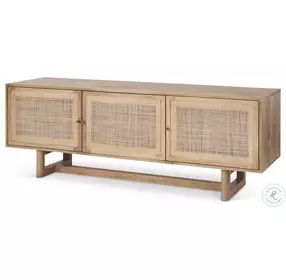 Grier Light Brown Cane 3 Door Media Console