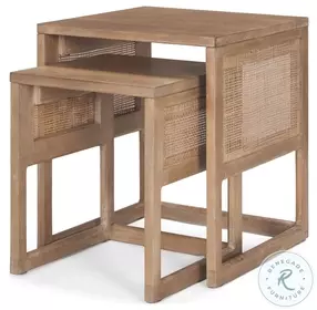 Grier Light Brown Cane Nesting Accent Table Set Of 2
