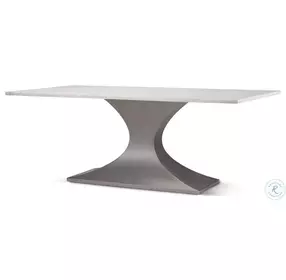 Maxton White Marble And Gunmetal Rectangular Dining Table