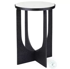 Preston White Marble And Matte Black Metal Accent Table