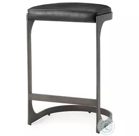 Tyson Black Leather Counter Height Stool
